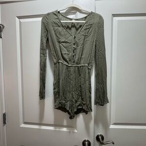 Green Long Sleeve Romper
